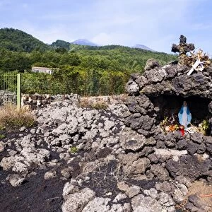 Mount Etna Volcano, shrine where the lava from an eruption stopped, UNESCO World Heritage Site, Sicily, Italy, Europe