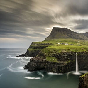 Mulafossur Waterfall, Vagar Island, Faroe Islands, Denmark, Atlantic, Europe