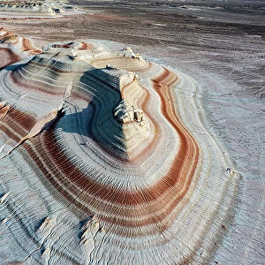 Multicoloured layers of sandstone, Kyzylkup, Mangystau, Kazakhstan, Central Asia, Asia