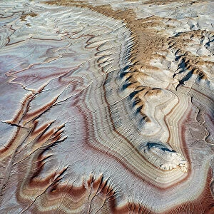 Multicoloured layers of sandstone, Kyzylkup, Mangystau, Kazakhstan, Central Asia, Asia