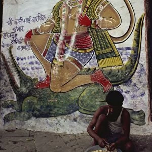 Mural of Hanuman, the Monkey God, Varanasi, Uttar Pradesh state, India, Asia