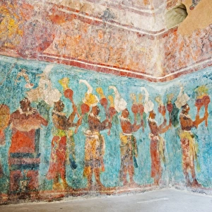 Murals at Bonampak Mayan ruins, Chiapas state, Mexico, North America