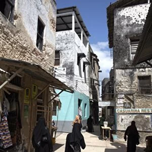 The narrow streets of Lamu Town, Lamu, Kenya, East Africa, Africa