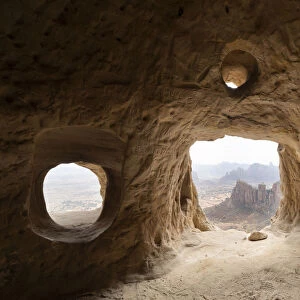 Natural windows inside cave at the entrance of Daniel Korkor rock-hewn church