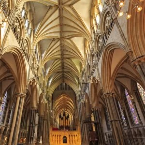 Nave and Choir Screen, Lincoln Cathedral interior, one of Europes finest Gothic buildings