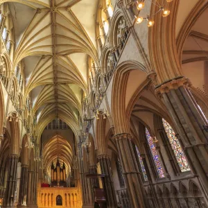 Nave and Choir Screen, Lincoln Cathedral interior, one of Europes finest Gothic buildings