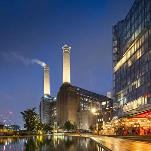 The newly re-built Battersea Power Station and surrounding apartments and restaurants