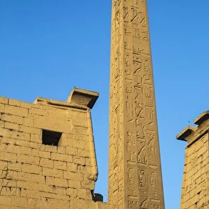 Oblelisk at temple entrance, Luxor Temple, UNESCO World Heritage Site, Luxor, Egypt