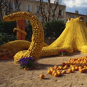 Octopus sculpture for the Lemons and Oranges Festival, Menton, Provence, France, Europe