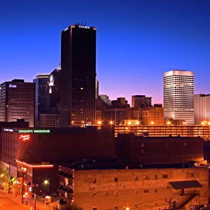 Oklahoma City skyline viewed from Bricktown District
