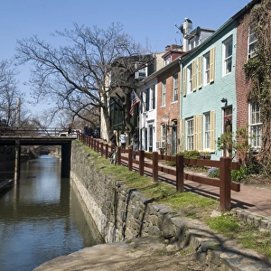 Old houses along the C&O Canal, Georgetown, Washington, D. C. United States of America, North America