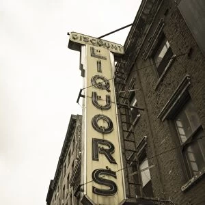 Old liquor store shop front and sign, Chelsea, Manhattan, New York City, New York, United States of America, North America