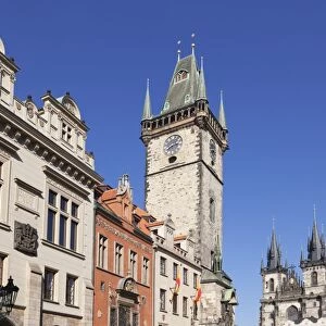 Old Town Hall and Tyn Cathedral, Old Town Square (Staromestske namesti), Prague, Bohemia, Czech Republic, Europe