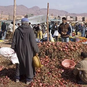Onions at the weekly market, Tinnerhir, Morocco, North Africa, Africa