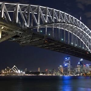 Opera House and Harbour Bridge at night, Sydney, New South Wales, Australia, Pacific