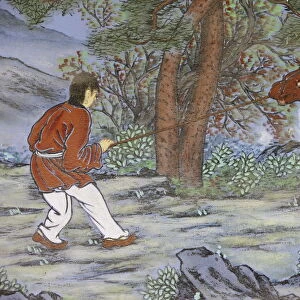 Painting of catching the Ox, from the ten Ox Herding Pictures of Zen Buddhism