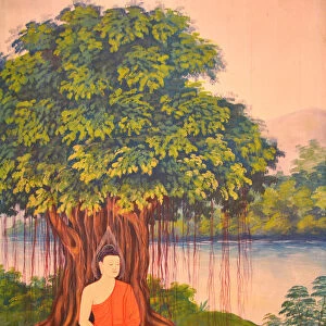 Painting in Wat Chanasongkhram Ratchaworamahawiharn, Bangkok, Thailand, Southeast Asia