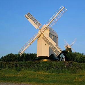 Pair of windmills known as Jack and Jill in the evening, Clayton, near Burgess Hill
