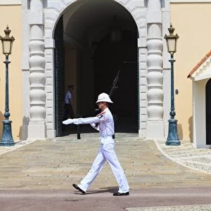 Palace guard, Palais Princier, Monaco-Ville, Monaco, Europe