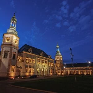 Palace of the Krakow Bishops at twilight, Kielce, Swietokrzyskie Voivodeship, Poland