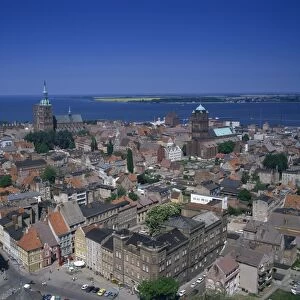 Panorama over the houses and churches of the town of Stralsund