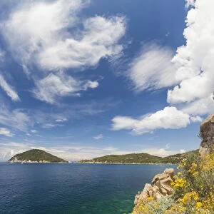 Panoramic of blue sea, Gulf of Procchio, Marciana, Elba Island, Livorno Province