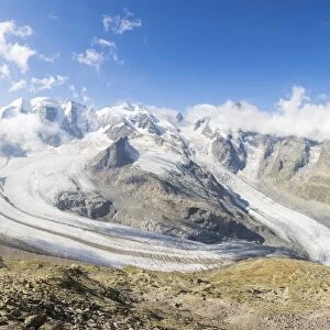 Panoramic of the Diavolezza and Pers glaciers, St. Moritz, canton of Graubunden, Engadine