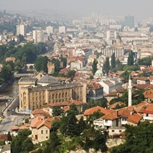 Panoramic hilltop view of the city, Sarajevo, Bosnia, Europe