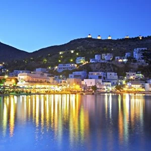 Panteli at night, Leros, Dodecanese, Greek Islands, Greece, Europe
