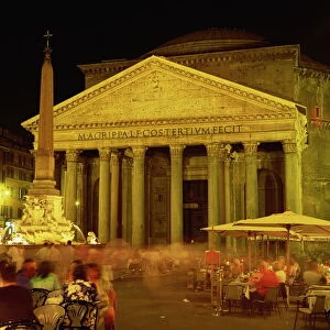 The Pantheon illuminated at night in Rome