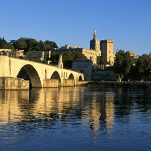 Papal palace, bridge and the River Rhone, Avignon, Provence, France, Europe