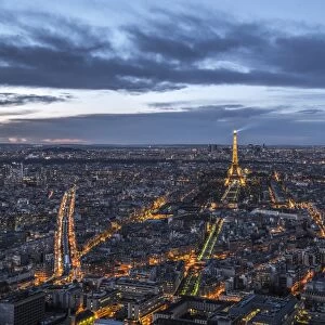 Paris at sunset from the Montparnasse Tower, the best viewpoint in Paris, Paris, France