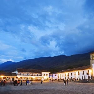 Parish Church in Plaza Mayor, largest public square in Colombia, colonial town of Villa de Leyva