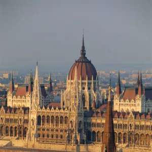 Parliament building and the Danube River from the Castle district