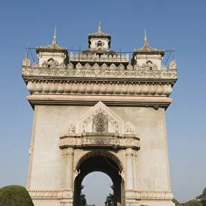 The Patuxai (Victory Gate) on Lan Xang Avenue, Vientiane, Laos, Indochina