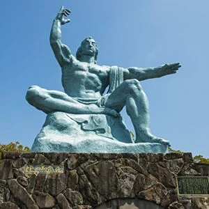 Peace statue in the Peace Park, Nagasaki, Kyushu, Japan, Asia