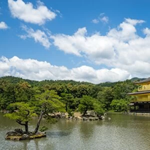 A peaceful lake in front of the golden pavilion of Kinkaku-ji in Kyoto, Japan, Asia