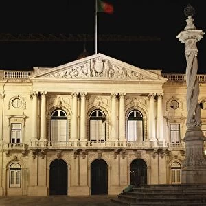 The Pelourinho Column outside of the Neo-Classical style Town Hall (Camara Municipal de Lisboa) in central Lisbon
