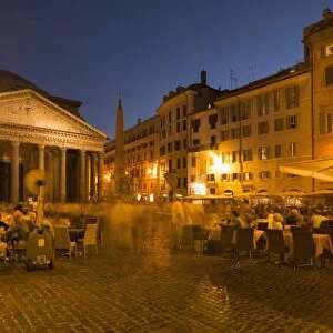 People dining at outside restaurant near The Pantheon, Rome, Lazio, Italy, Europe