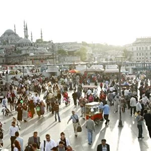People at Eminonu Square in the old town, Istanbul, Turkey, Europe