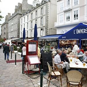 People at the old town of St. Malo, Brittany, France, Europe