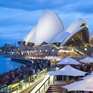 People at the Opera Bar in front of Sydney Opera House, UNESCO World Heritage Site, at night, Sydney, New South Wales, Australia, Pacific