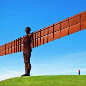 Person photographing the Angel of the North sculpture by Antony Gormley, Gateshead