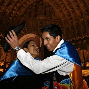 Peruvian dancing outside Notre Dame de Paris cathedral, Paris, France, Europe