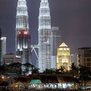 Petronas Towers dominate the Kuala Lumpur skyline, Titiwangsa in Kuala Lumpur, Malaysia, Southeast Asia, Asia
