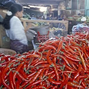 Pile of chillies for sale
