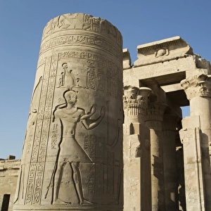 Pillar with bas-relief, Forecourt, Temple of Haroeris and Sobek, Kom Ombo, Egypt