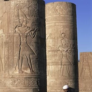 Pillars in the temple of Sobek and Horus, Kom Ombo, Egypt, North Africa, Africa