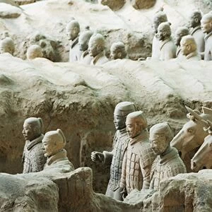 Pit 1, Mausoleum of the first Qin Emperor housed in The Museum of the Terracotta Warriors opened in 1979 near Xian City, Shaanxi Province