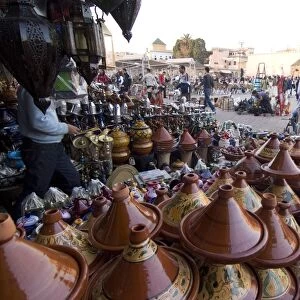 Place el Hedim and tagine pots, Meknes, Morocco, North Africa, Africa